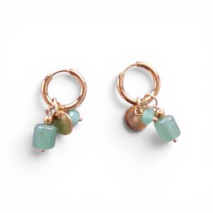 green stone charm fashion waterproof jewelry hoop earrings